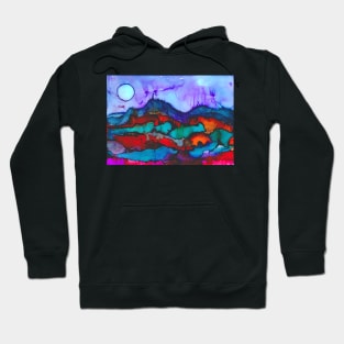 Night in the mountains alcohol ink painting Hoodie